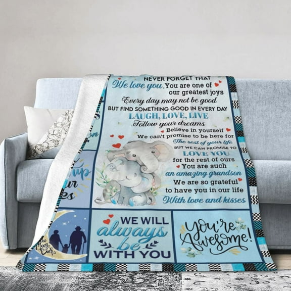 LHSHID To My Grandson Throw Blanket Soft Fuzzy Fleece Blanket For Couch Bed Living Room Decoration 30x40in