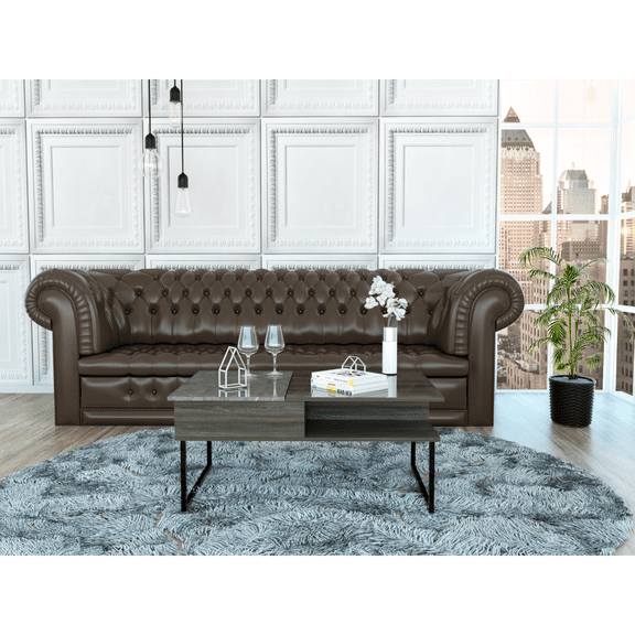 LHSHID Top Coffee Table,One Shelf,Carbon Espresso/Onyx