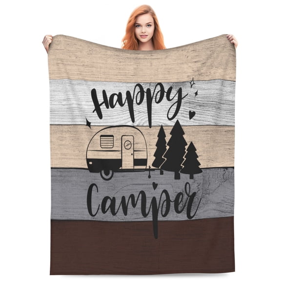 LHSHID Trailers Camper Decorations Queen Comforter SetHappy Camping Comforter for Kids Boys Girls Teens 30x40inch