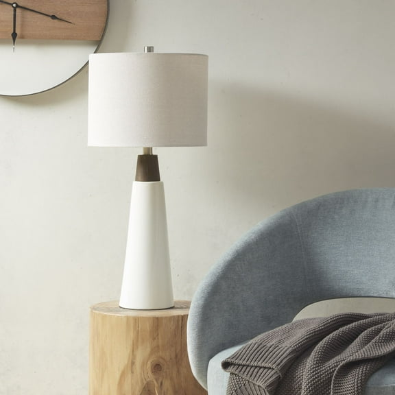 LHSHID Triangular Ceramic and Wood Table Lamp