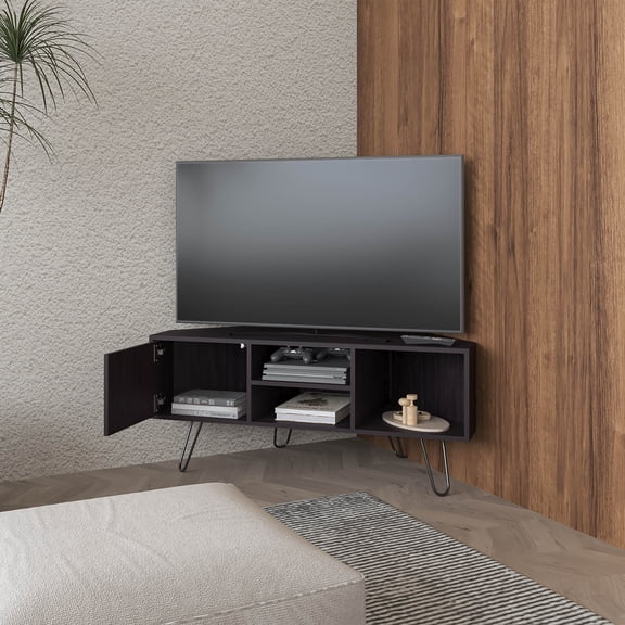 LHKJ 65in Wengue TV Stand, 1 Door, Open Storage
