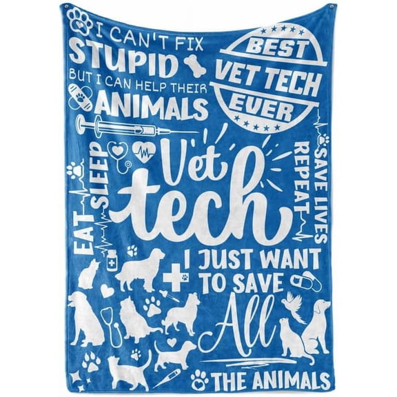 LHSHID Vet Tech Gifts Appreciation Gifts on Vet Tech week Graduation Gifts for Doctor Assistant Veterinary Technician Flannel Plush Throw Blanket 30"x40"