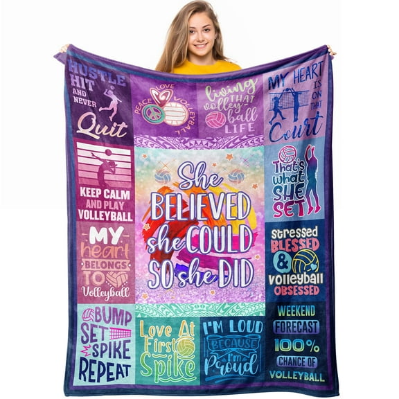LHSHID Volleyball Stuff Gifts for Teen Girls Volleyball Accessories for Teen Girls Party Favors Decorations Fleece Blanket Volleyball Team Gifts 30x40in