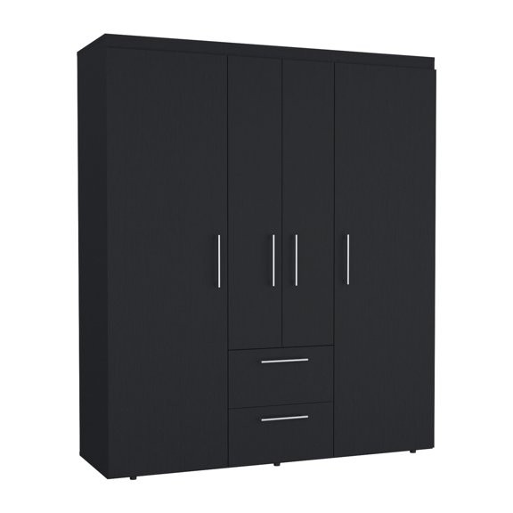 LHKJ Wardrobe with Hanging Rods, Shelves and 2 Drawers