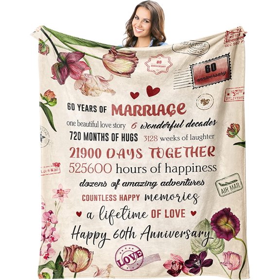 LHSHID Wedding Anniversary Gift Blanket Flannel Soft and Comfortable Anti static Bed Sofa Blanket 60x80in