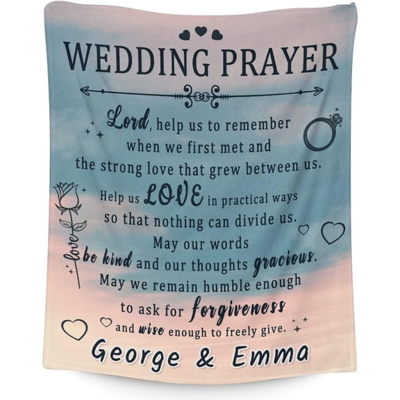 LHSHID Wedding Throw Blanket Soft Fuzzy Warm Marriage Prayer Blankets for Bride Groom Black Modern Throws Gifts for Newlywed Couples 50x60in