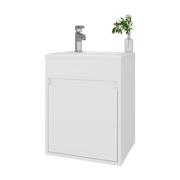 LHKJ White Floating Vanity with Sink, 1 Door