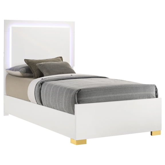 LHKJ Twin Panel Bed with LED Lights, White