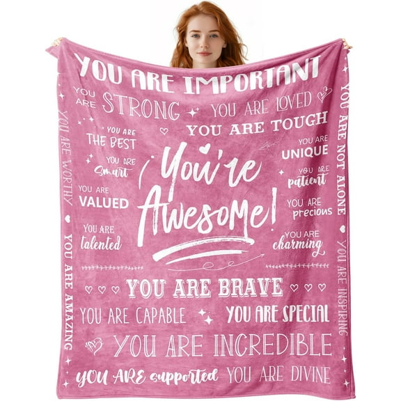LHSHID Women Blanket Get Well Gifts for Women You are Awesome Soft Throw Blanket Inspirational Gift for Her Thinking of You Friendship Gifts for Woman Feel Better After Surgery Gifts 60"x80"