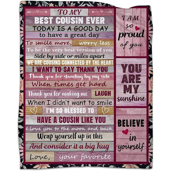 LHSHID to My Cousin Throw Blanket Cousin Gifts for Women Valentine's Day Birthday Gifts Blankets for Cousin Soft Warm for Fall Winter Spring 50"x60"