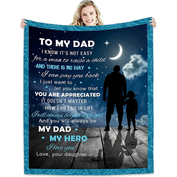LHSHID to My Dad Blanket Ultra Soft Micro Fleece Throw Blankets from Daughter Son Gift Birthdays Bed Sofa Travel Warm Love Fuzzy Quilts 30x40in