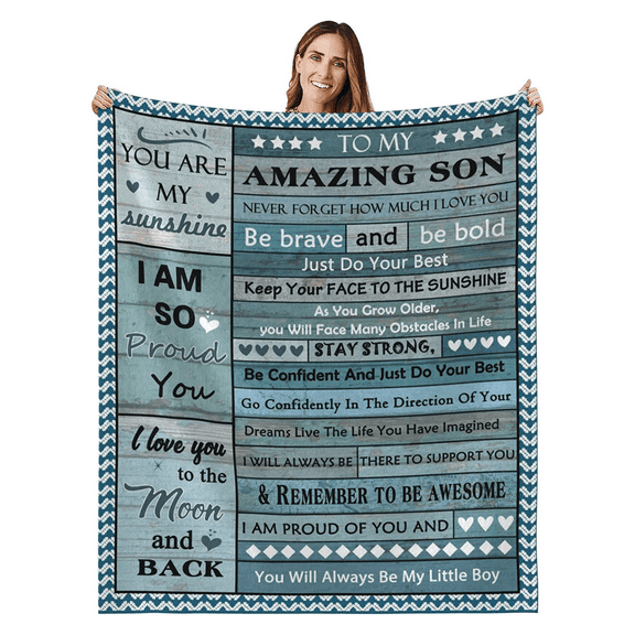 LHSHID to My Son Blanket from Mom and Dad Plush Fleece Throw Blnaket 30x40inch