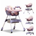 thumbnail image 1 of LHUAI, Foldable Baby High Chair, 4 in 1 Convertible High Chairs, With 5-Point Safety Harness, Adjustable Dining Tray & Backrest & Height, Easy To Clean Surface, For Babies And Toddlers, Purple, 1 of 7