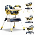 thumbnail image 1 of LHUAI, Foldable Baby High Chair, 4 in 1 Convertible High Chairs, With 5-Point Safety Harness, Adjustable Dining Tray & Backrest & Height, Easy To Clean Surface, For Babies And Toddlers, Yellow, 1 of 7