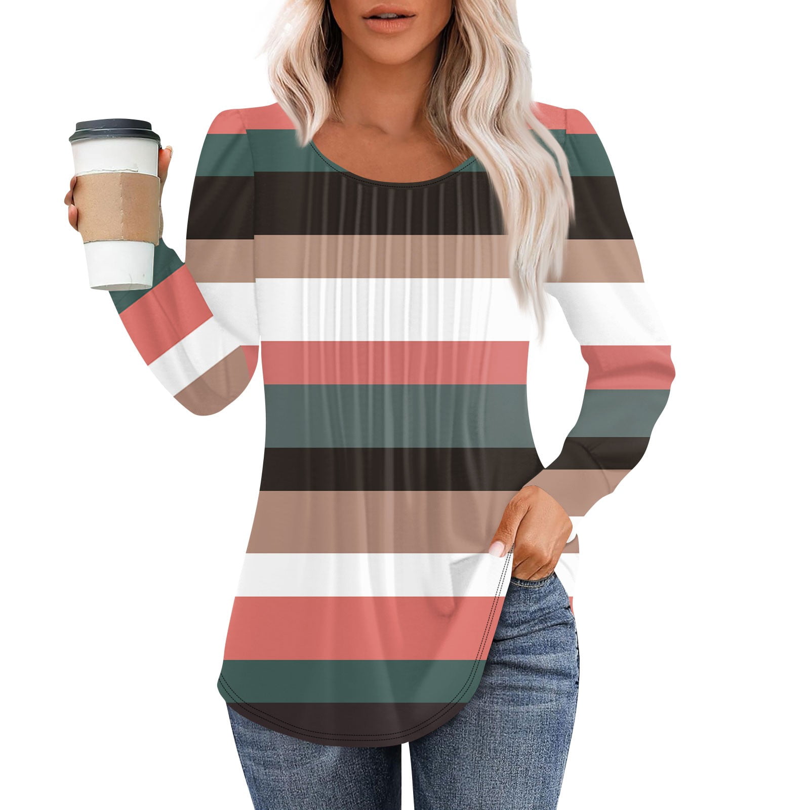 Flygo Women's Ruffle Hem Knit Sweater – Lightweight Puff Sleeve Pullover Top For Casual & Dressy Outfits - View #8