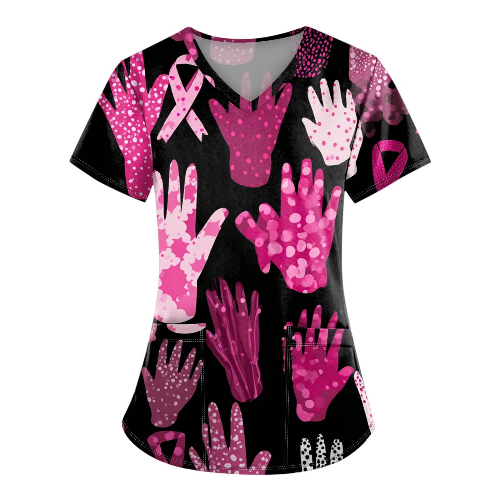 LHVUOA Breast Cancer Scrub Tops Women Pink Ribbon Shirt Breast