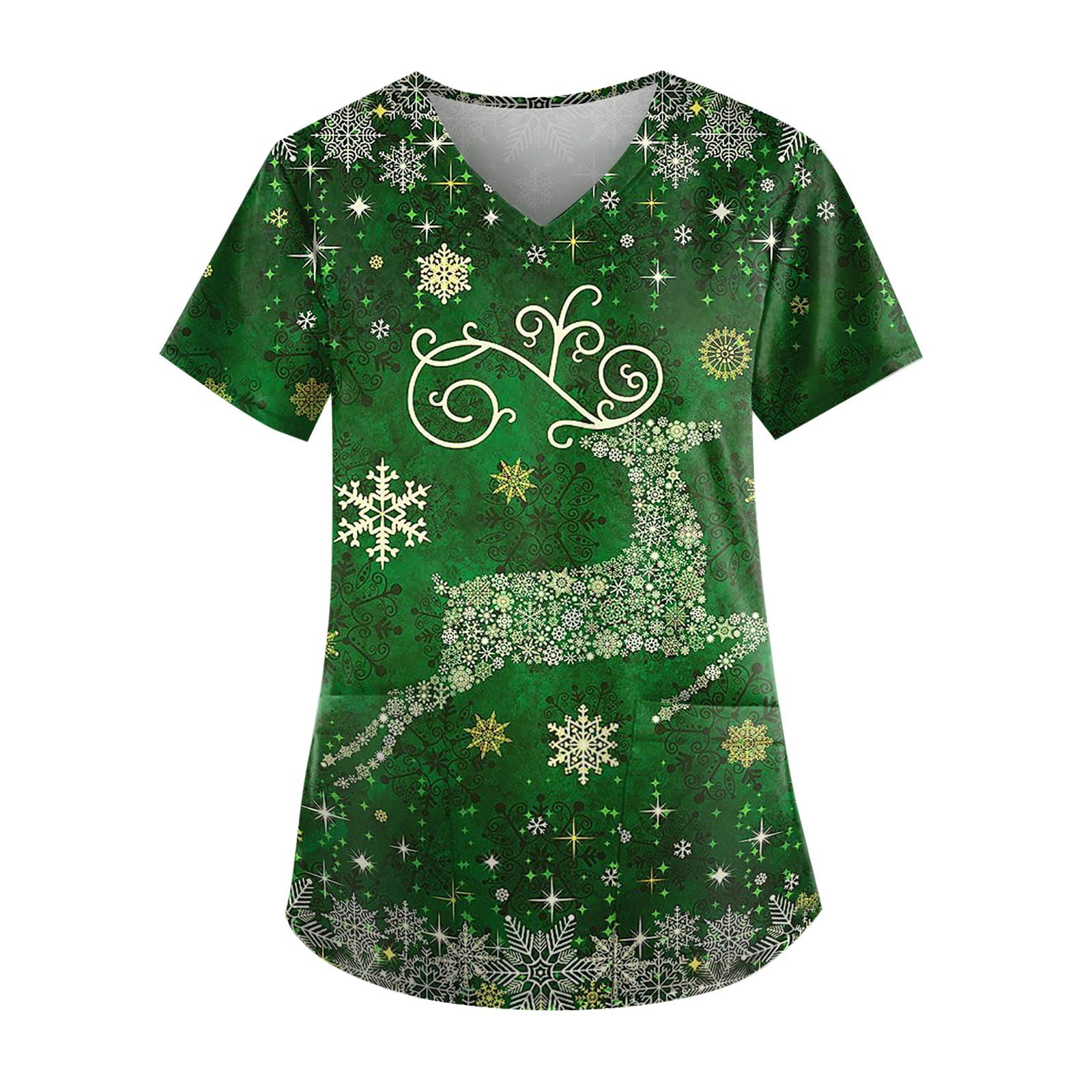 LHVUOA Christmas Scrub Tops Women Fun Christmas Scrubs for Women Cute Xmas  Print Nurse Uniforms Working Shirt with Pockets - Walmart.com, image size:1600x1600