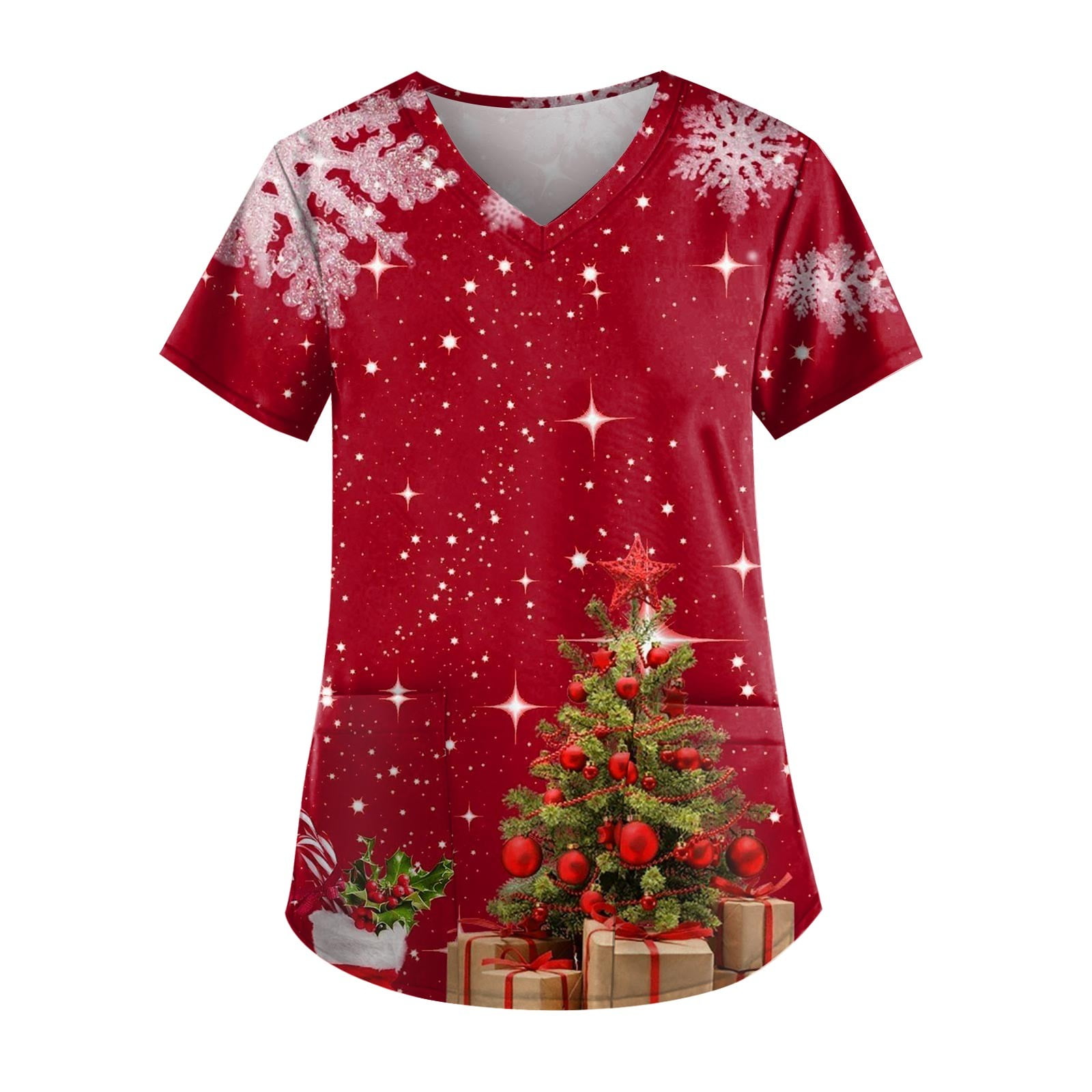 LHVUOA Christmas Scrub Tops Women Fun Christmas Scrubs for Women Cute Xmas  Print Nurse Uniforms Working Shirt with Pockets - Walmart.com, image size:1600x1600