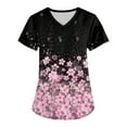 thumbnail image 1 of LHVUOA Floral Scrubs for Women Floral Print Scrub Tops Plus Size Stretch V Neck T Shirts Comfy Working Uniforms with Pockets, 1 of 3