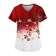 thumbnail image 1 of LHVUOA Floral Scrubs for Women Floral Print Scrub Tops Plus Size Stretch V Neck T Shirts Comfy Working Uniforms with Pockets, 1 of 3