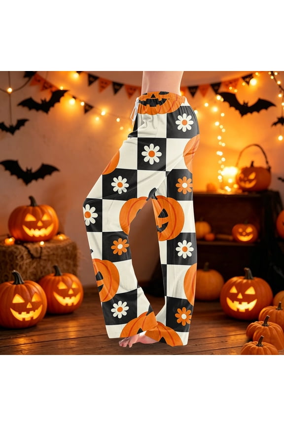 Halloween Womens Pajama Pants Drawstring Stretch Cute Ghost Print Pjs Casual Elastic Waist Pajama Pants