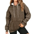 thumbnail image 1 of LHVUOA Hoodie Womens Fall Oversized Sweatshirt Leopard print Drawstring Trendy Camo Shirt Clothes With Pockets, 1 of 5
