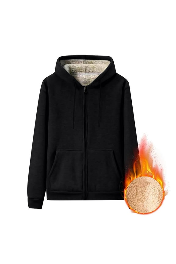 Men's Casual Fleece Sherpa Lined Zip Up Hoodie Heavy Weight Cotton Winter Cold Weather Pullover Warm Fleece Hoodie Athletic Sweatshirts