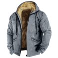 thumbnail image 1 of LHVUOA Men's Casual Fleece Sherpa Lined Zip Up Hoodie Heavy Weight Cotton Winter Cold Weather Pullover Warm Fleece Hoodie Athletic Sweatshirts, 1 of 3