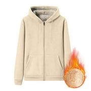 LHVUOA Men's Casual Fleece Sherpa Lined Zip Up Hoodie Heavy Weight Cotton Winter Cold Weather Pullover Warm Fleece Hoodie Athletic Sweatshirts