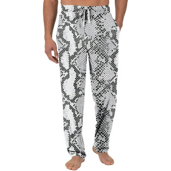 LHVUOA Men's Pajama Pants Camo Print Sleep Lounge Pants Pj Bottoms with Pockets and Button Fly