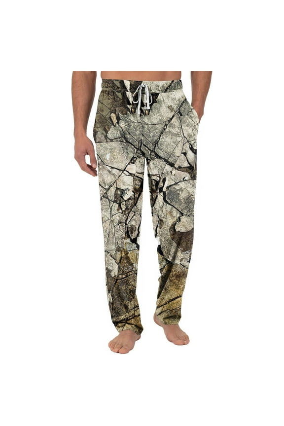 Men's Pajama Pants Camo Print Sleep Lounge Pants Pj Bottoms with Pockets and Button Fly