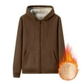thumbnail image 1 of LHVUOA Men's Pullover Zip Up Hoodie Thick Sherpa Lined Pocket Winter Windproof Pullover Thick Winter Hooded Sweatshirt, 1 of 4
