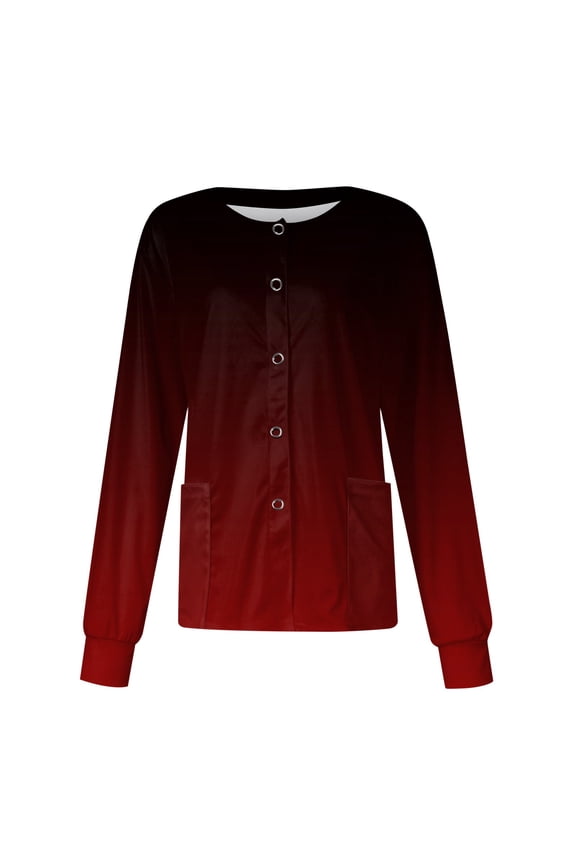 Scrub Shirts for Women Casual Basic Solid Working Jacket Scrubs Tops Working Nurse Uniforms with Pockets