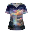 thumbnail image 1 of LHVUOA Scrub Tops Women Cute Kitty Dog Print Scrub Tops Plus Size Stretch Nursing Tops Soft Nurse Uniform Shirts with Pockets, 1 of 4