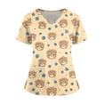 thumbnail image 1 of LHVUOA Scrub Tops Women Cute Kitty Dog Print Scrub Tops Plus Size Stretch Nursing Tops Soft Nurse Uniform Shirts with Pockets, 1 of 4