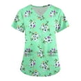 thumbnail image 1 of LHVUOA Scrub Tops Women Floral Print Scrub Tops Plus Size Stretch Nursing Tops Soft Nurse Uniform Overalls with Pockets, 1 of 5
