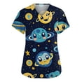 thumbnail image 1 of LHVUOA Scrub Tops Women Stretchy Cute Animals Printed Short Sleeve Tops Plus Size Loose Fit Nursing Uniforms, 1 of 5
