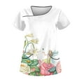 thumbnail image 1 of LHVUOA Scrub Tops for Women Stretch Kids Friendly Soft Comfy Short Sleeve Slant Collar Shirts Soft Nurse Uniform Overalls with Pockets, 1 of 3