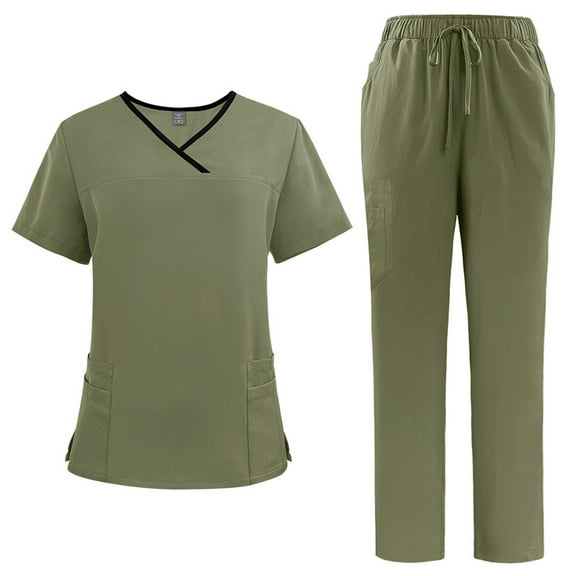 LHVUOA Scrubs Medical Uniform Women Scrubs Set Scrubs Top and Pants