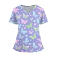 thumbnail image 1 of LHVUOA Scrubs for Women Cute Animals and Heart Print Scrub Tops Plus Size Stretch Nursing Tops Soft Working Uniforms with Pockets, 1 of 4