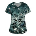 thumbnail image 1 of LHVUOA Scrubs for Women Floral Printed V Neck Short Sleeve T Shirts Nursing Tops with Pockets, 1 of 3