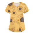thumbnail image 1 of LHVUOA Scrubs for Women Floral Printed V Neck Short Sleeve T Shirts Nursing Tops with Pockets, 1 of 3