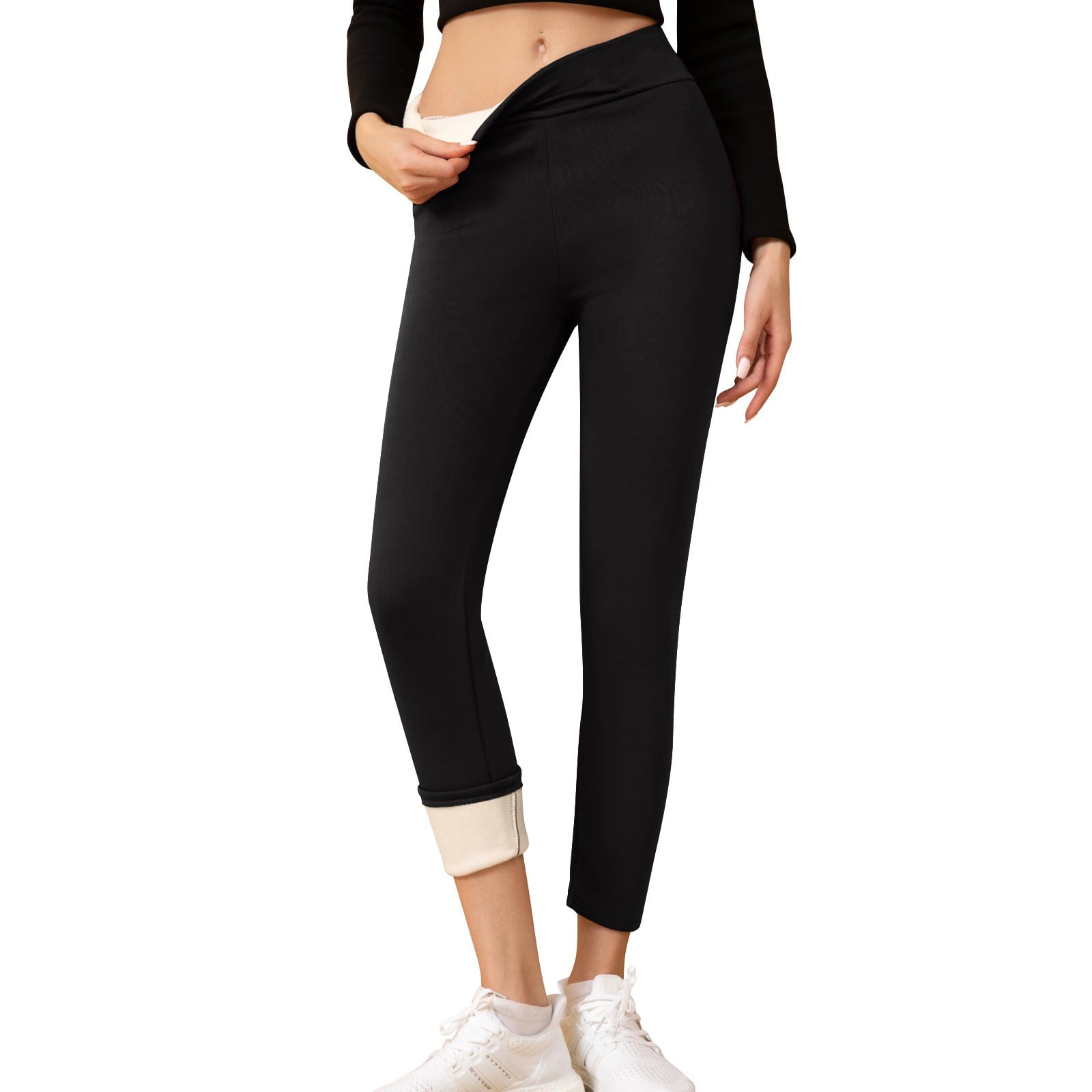 LHVUOA Thermal Fleece Lined Leggings Women Winter Warm Workout Hiking Pants Thick Soft High