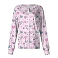 thumbnail image 1 of LHVUOA Valentine Day Trendy Jackets for Women Funny Love Heart Printed Working Jacket Scrub Tops Working Uniforms with Pockets, 1 of 4