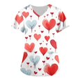 thumbnail image 1 of LHVUOA Valentine's Day Printed Scrubs Tops for Women Heart Print Tops for Women Short Sleeve Nursing Uniforms Cartoon Pattern Tops with Pockets, 1 of 3