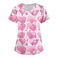 thumbnail image 1 of LHVUOA Valentine's Day Scrub Tops Women Plus Size Short Sleeve Working Uniform Love Print Soft Stretchy Holiday T Shirts, 1 of 3