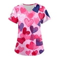 thumbnail image 1 of LHVUOA Valentine's Day Scrub Tops Women Plus Size Short Sleeve Working Uniform Love Print Soft Stretchy Holiday T Shirts, 1 of 3