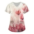 thumbnail image 1 of LHVUOA Valentine's Day Scrubs for Women Heart Print Tops for Women Short Sleeve Nursing Uniforms Cartoon Pattern Tops with Pockets, 1 of 3
