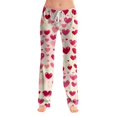 thumbnail image 1 of LHVUOA Valentines Day Lounge Pants for Women Elastic Waist Wide Leg Funny Graphic Pjs Drawstring Sleepwear Pink Heart Print Design, 1 of 5