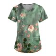 thumbnail image 1 of LHVUOA Women Scrub Tops Stretch Kids Friendly Soft Comfy Short Sleeve V Neck Shirts Comfy Working Uniforms with Pockets, 1 of 3